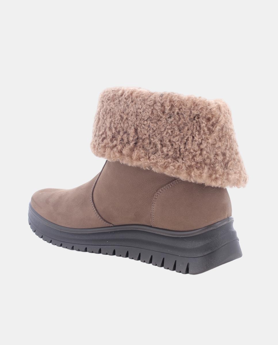 Botín de mujer, en piel nubuck, forro Goretex y pelo, cierre con cremallera lateral - Igi&Co - Marrón topo Marrón topo-3
