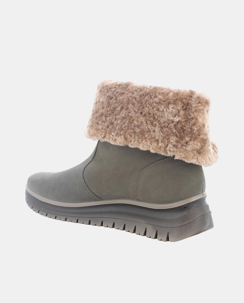 Botín de mujer, en piel nubuck, forro Goretex y pelo, cierre con cremallera lateral - Igi&Co - Verde militar Verde militar-3