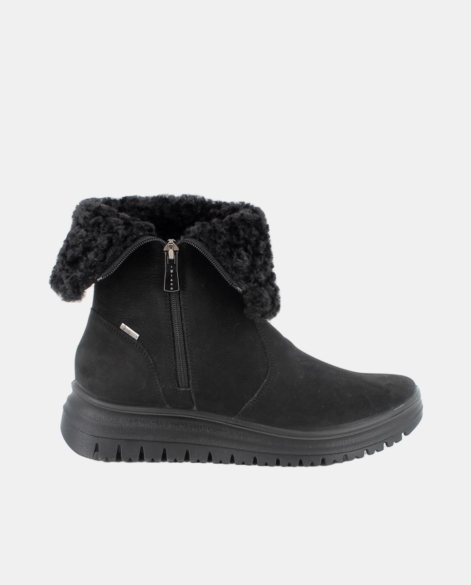 Imagen 0 de Botín de mujer, en piel nubuck, forro Goretex y pelo, cierre con cremallera lateral Negro mate