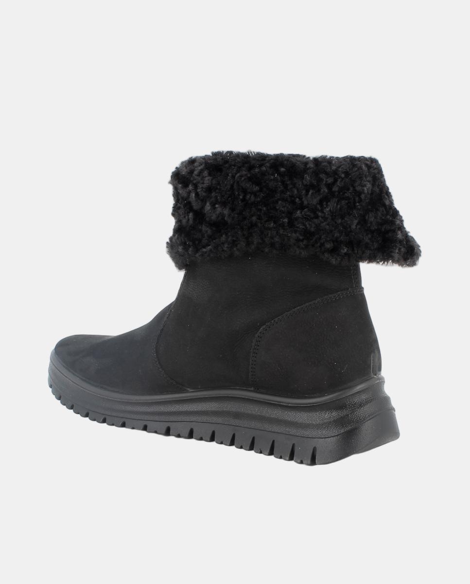 Botín de mujer, en piel nubuck, forro Goretex y pelo, cierre con cremallera lateral - Igi&Co - Negro mate Negro mate-3
