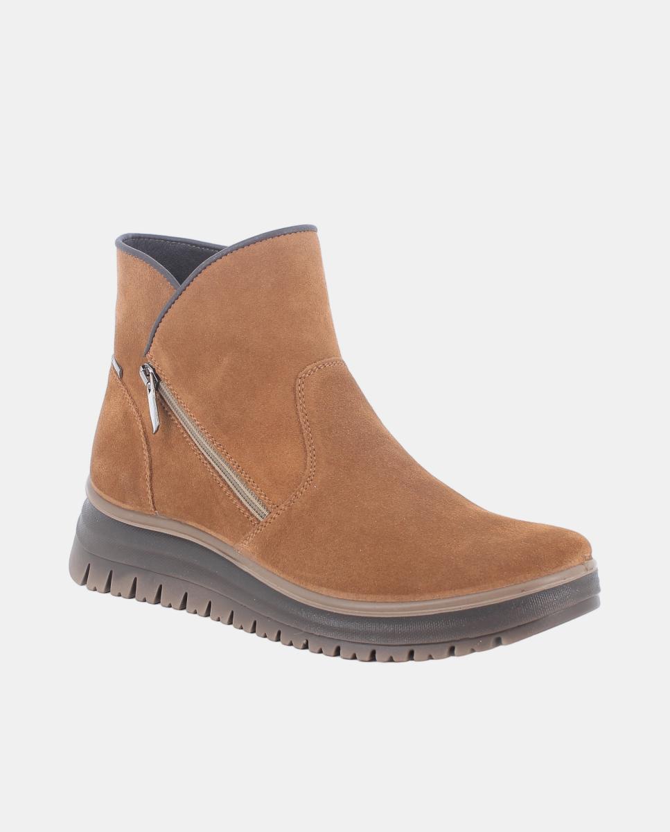 Botín de mujer, piel ante, forro Goretex y cremallera lateral oblicua - Igi&Co - Cuero Cuero-2