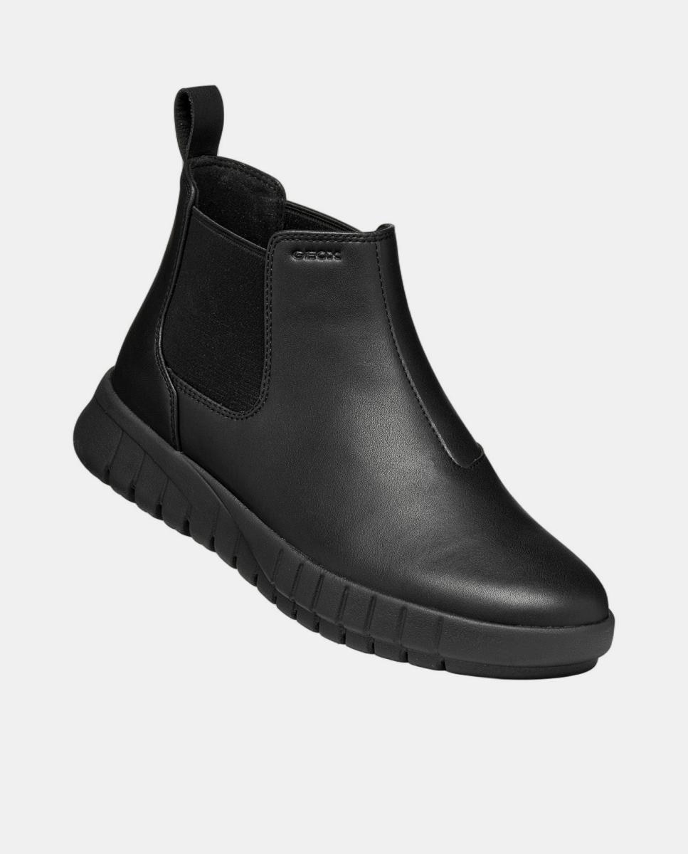 Botin Chelsea de señora en ante - Geox - Negro Negro-4