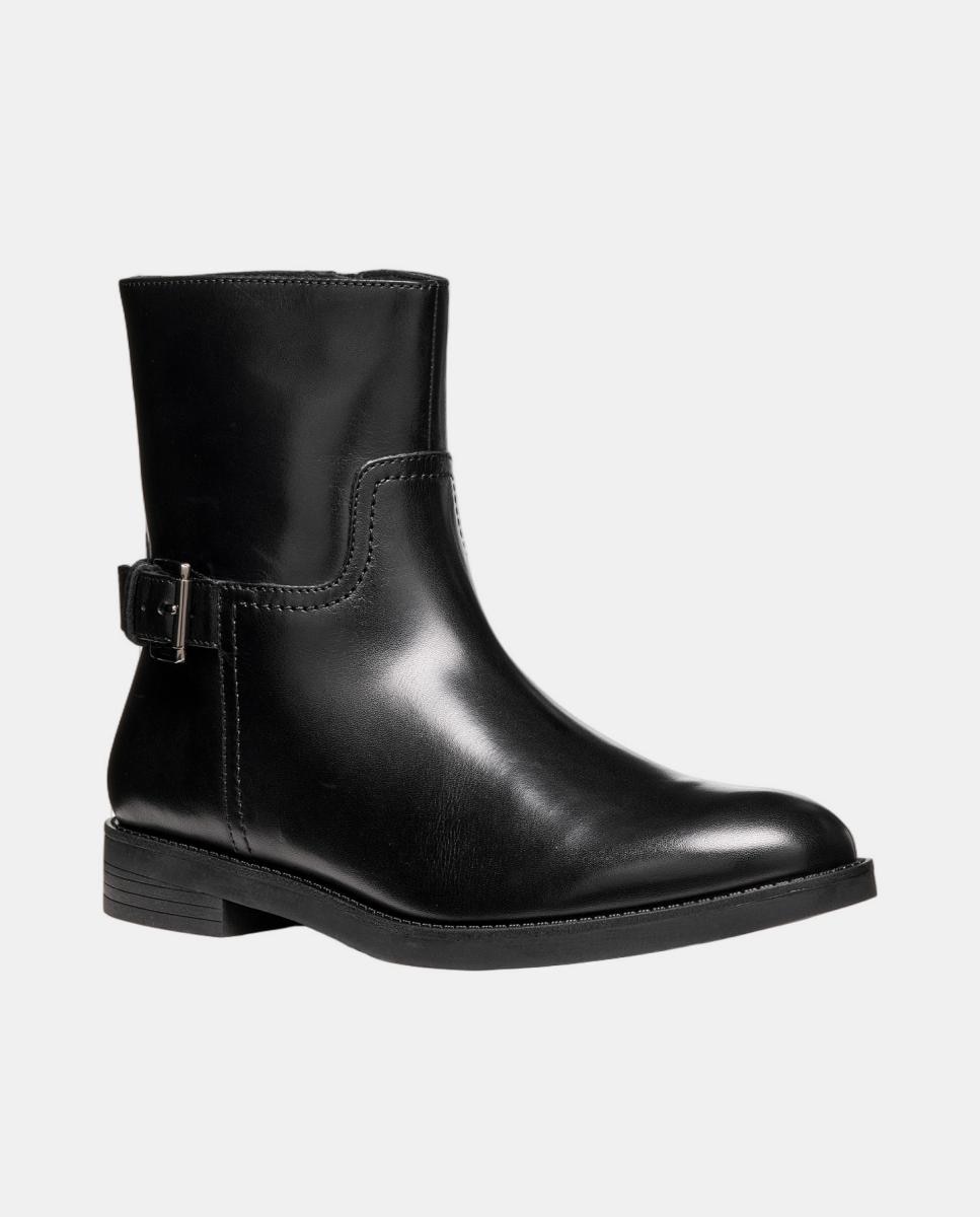 Botin de señora en piel lisa con adorno - Geox - Negro Negro-2