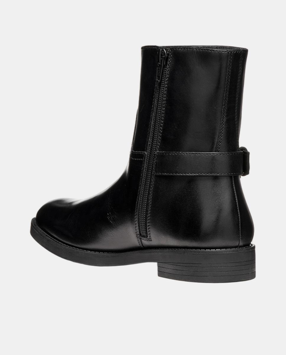 Botin de señora en piel lisa con adorno - Geox - Negro Negro-3