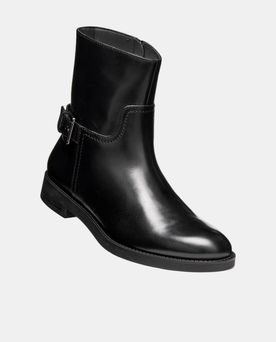 Botin de señora en piel lisa con adorno - Geox - Negro Negro-4