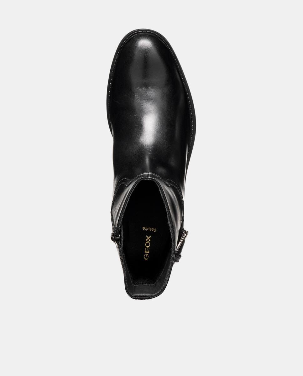 Botin de señora en piel lisa con adorno - Geox - Negro Negro-5