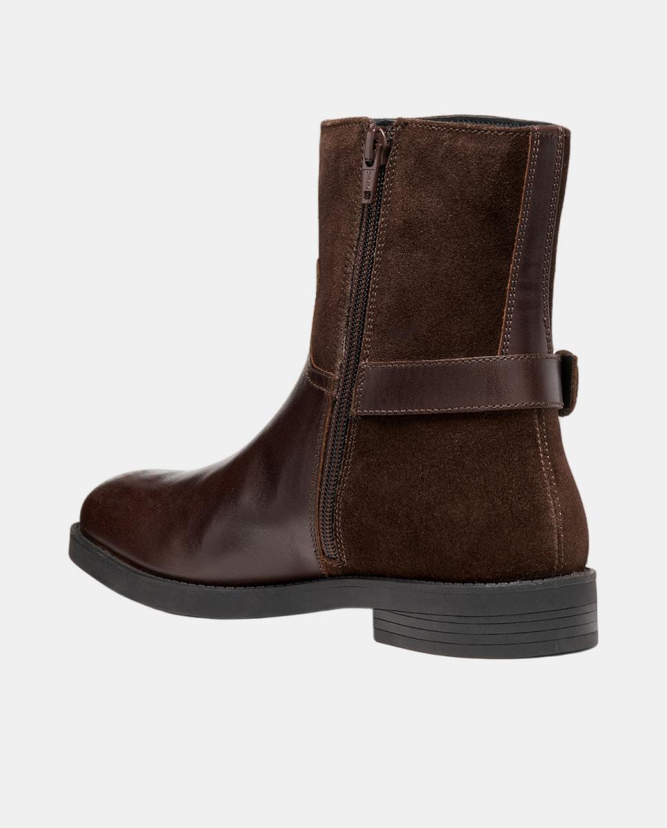 Botin de señora en piel lisa con adorno - Geox - Marrón oscuro Marrón oscuro-2