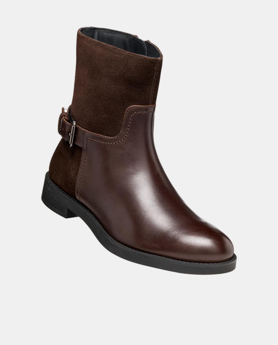 Botin de señora en piel lisa con adorno - Geox - Marrón oscuro Marrón oscuro-3