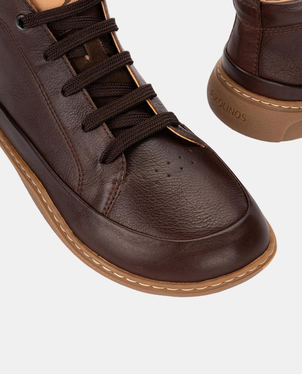 Botins Unissexo em Pele Barefoot Castanho-escuro-4