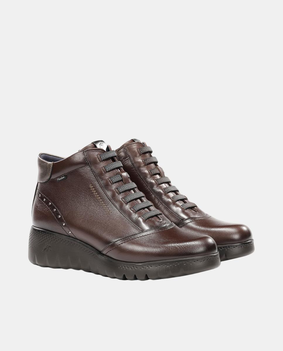 Botines de mujer en piel con cierre de cremallera - Fluchos - Marrón claro Marrón claro-2