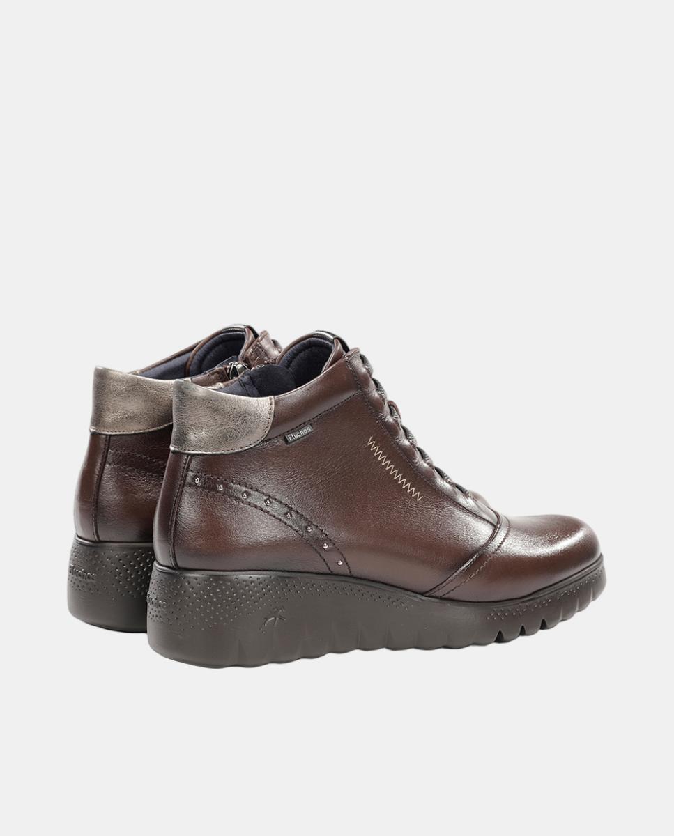 Botines de mujer en piel con cierre de cremallera - Fluchos - Marrón claro Marrón claro-3