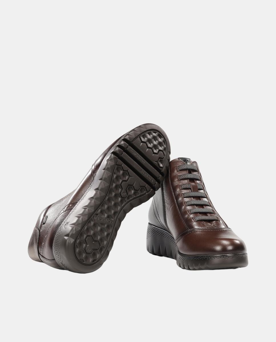 Botines de mujer en piel con cierre de cremallera - Fluchos - Marrón claro Marrón claro-6