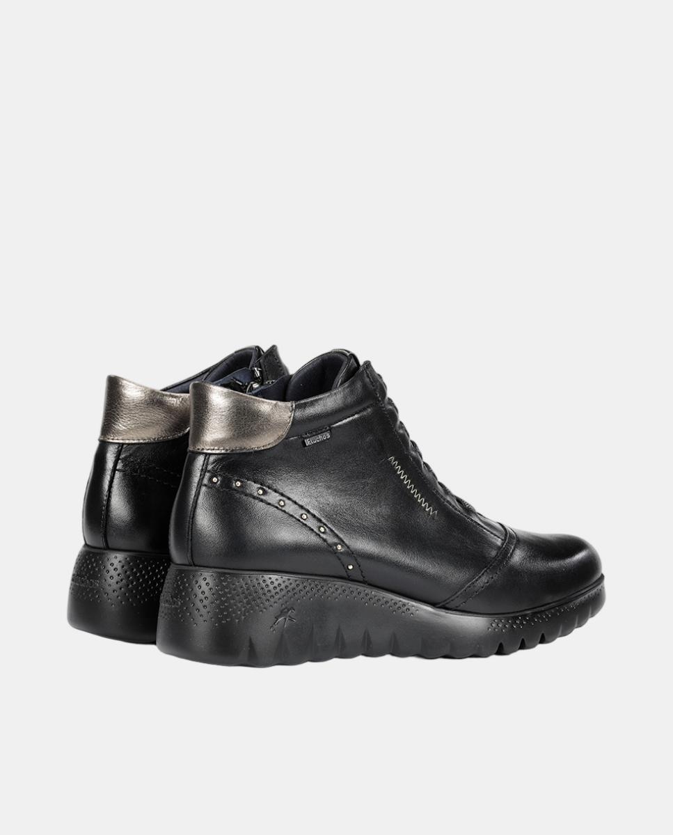 Botines de mujer en piel con cierre de cremallera - Fluchos - Negro Negro-3