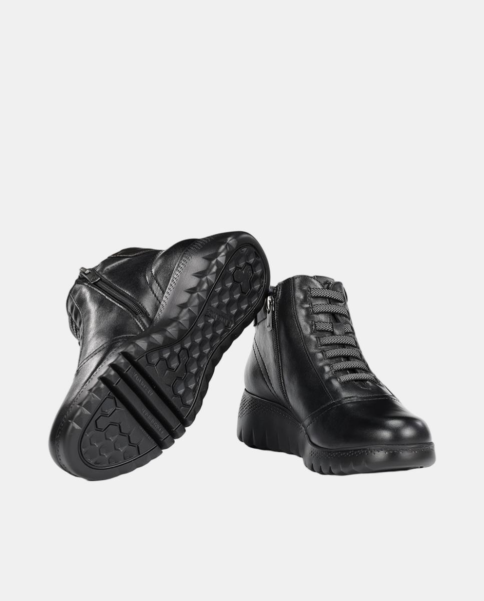 Botines de mujer en piel con cierre de cremallera - Fluchos - Negro Negro-4