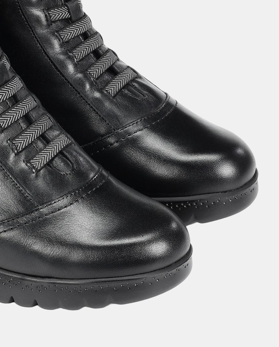 Botines de mujer en piel con cierre de cremallera - Fluchos - Negro Negro-6