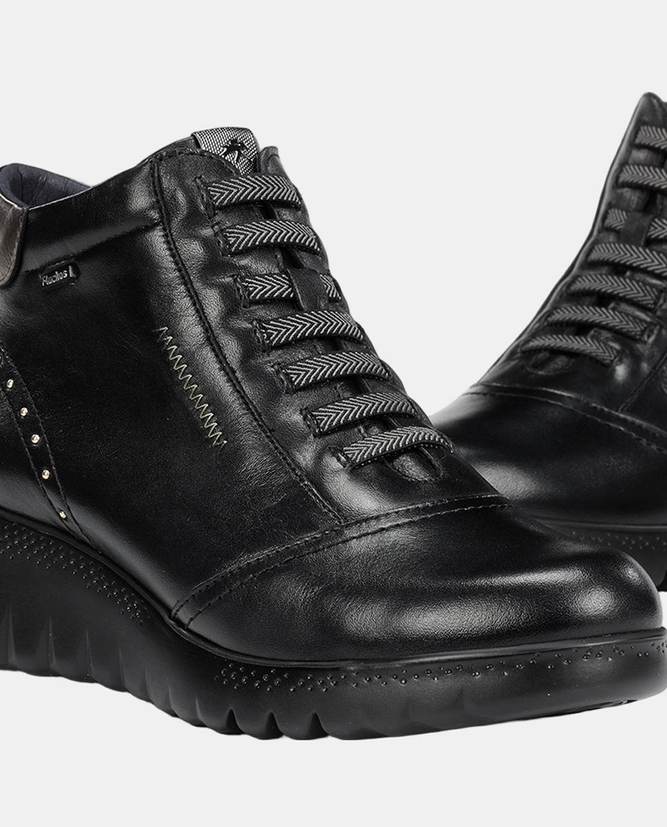 Botines de mujer en piel con cierre de cremallera - Fluchos - Negro Negro-7