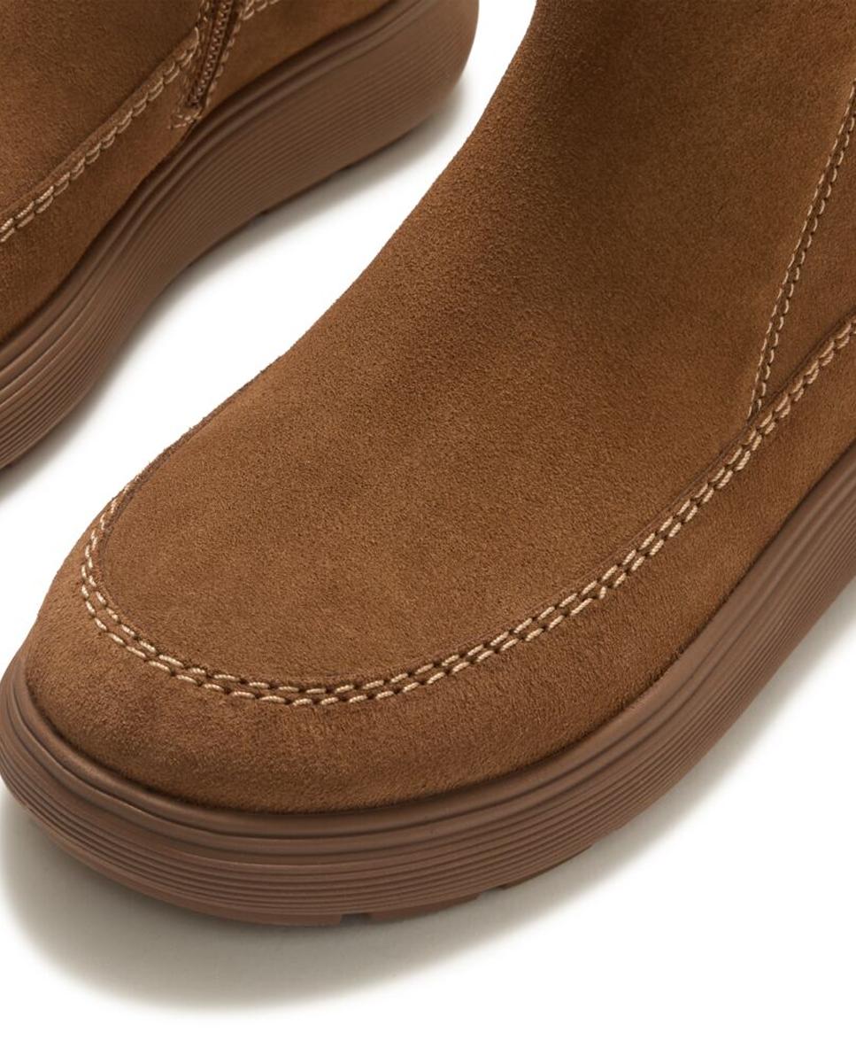 Botins em Pele Iqushion Comff com Dobra de Pelo de Borrego Castanho-2