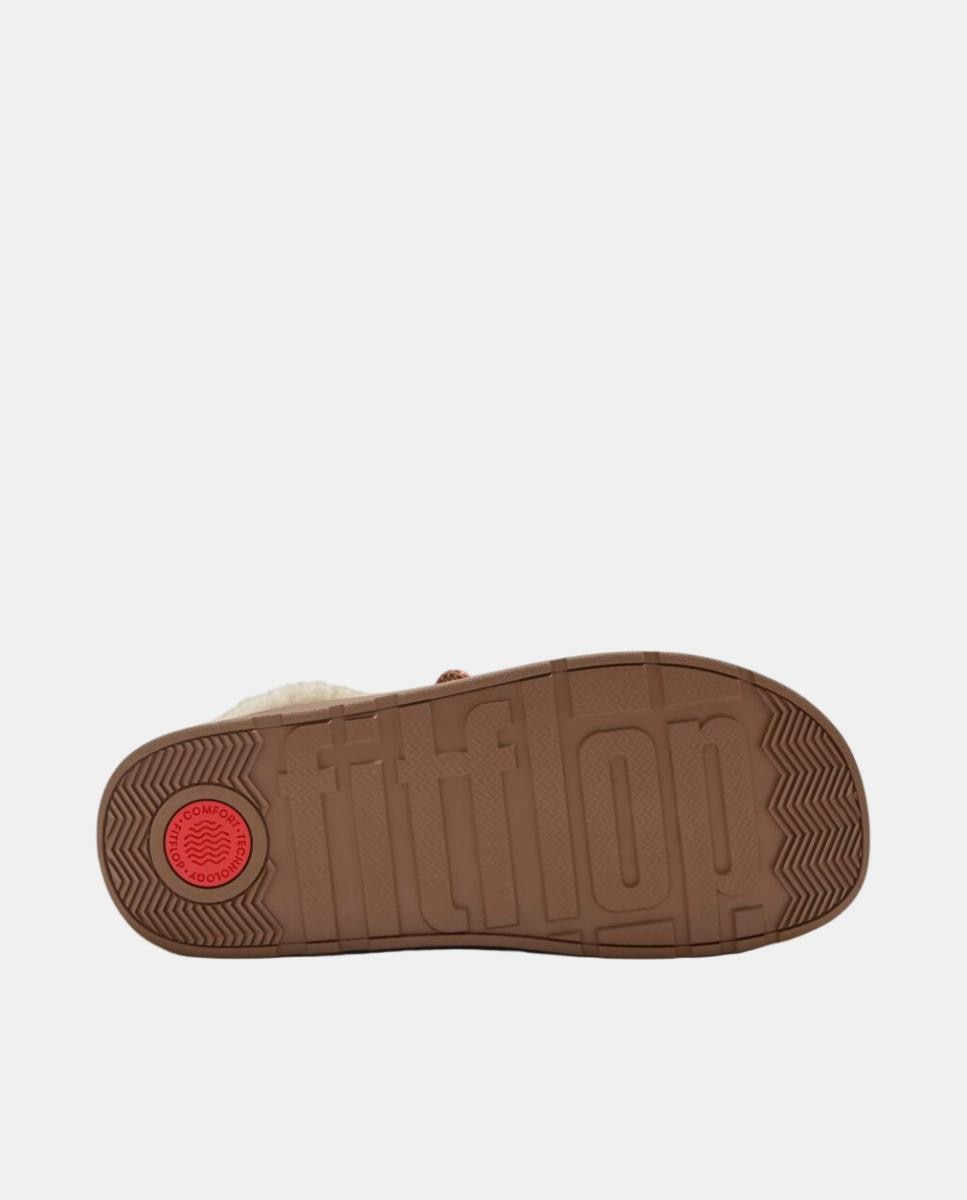 Botins em Pele Iqushion Comff com Costura à Vista e Dobra de Pelo de Borrego Castanho-6