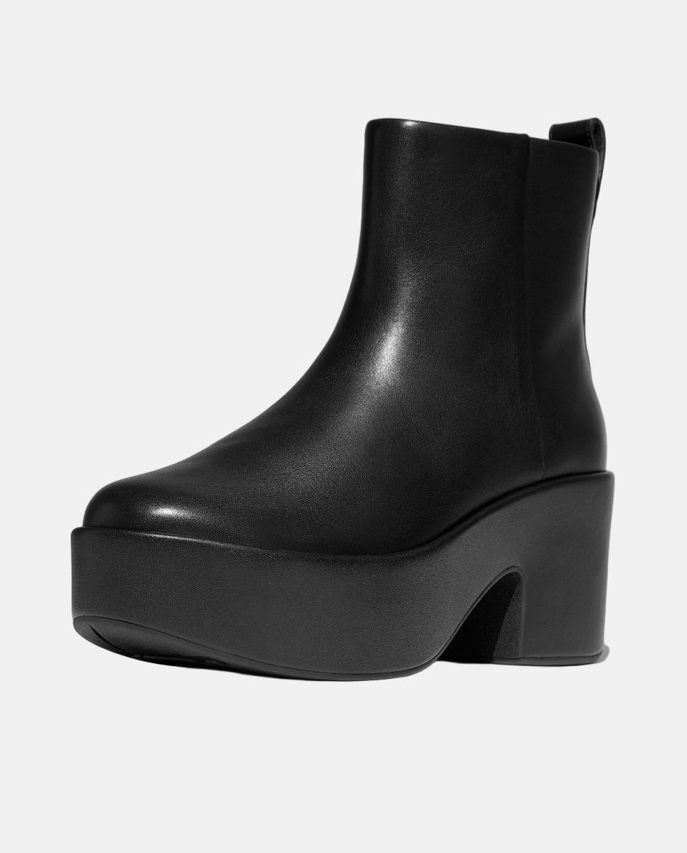 Botas de Couro com Plataforma Preto-5