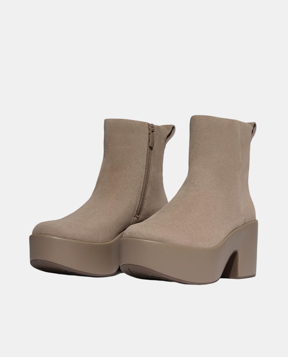 Botas de Couro com Plataforma Castanho taupe-2