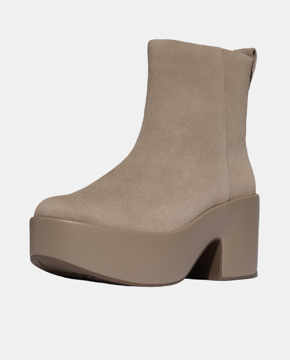 Botas de Couro com Plataforma Castanho taupe-5