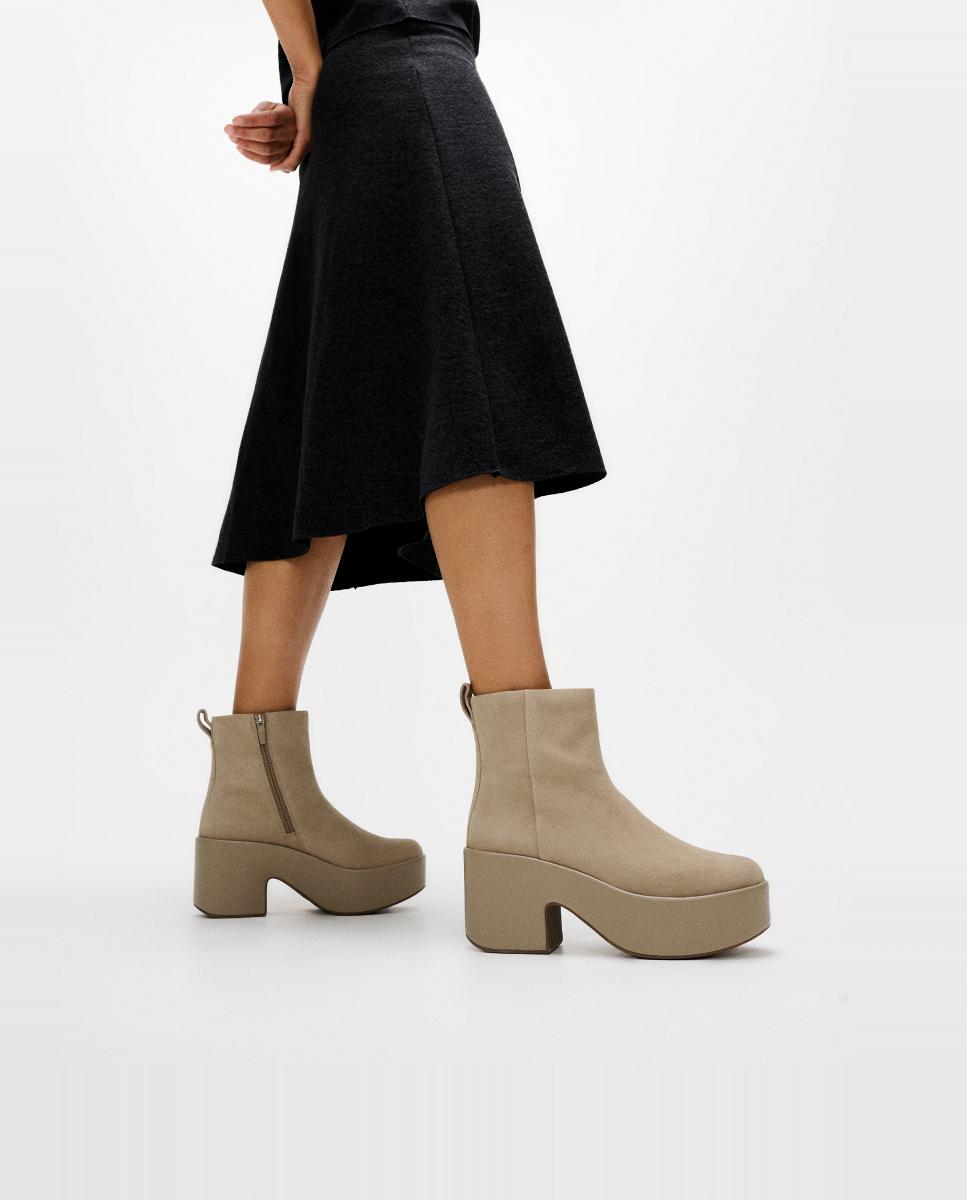 Botas de Couro com Plataforma Castanho taupe-6