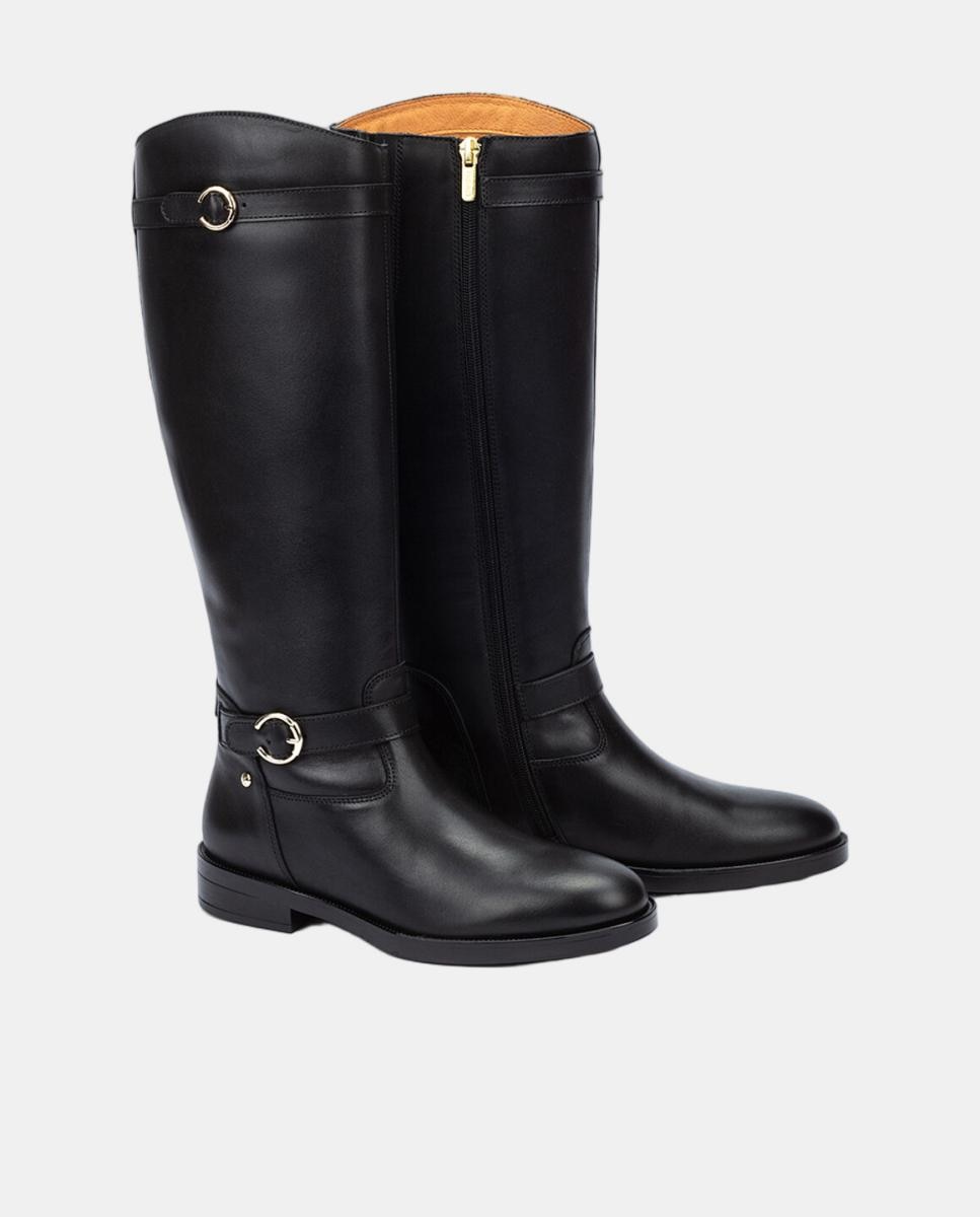 Imagen 2 de Botas de mujer de piel con cremallera y hebillas decorativas - Pikolinos - Negro Negro