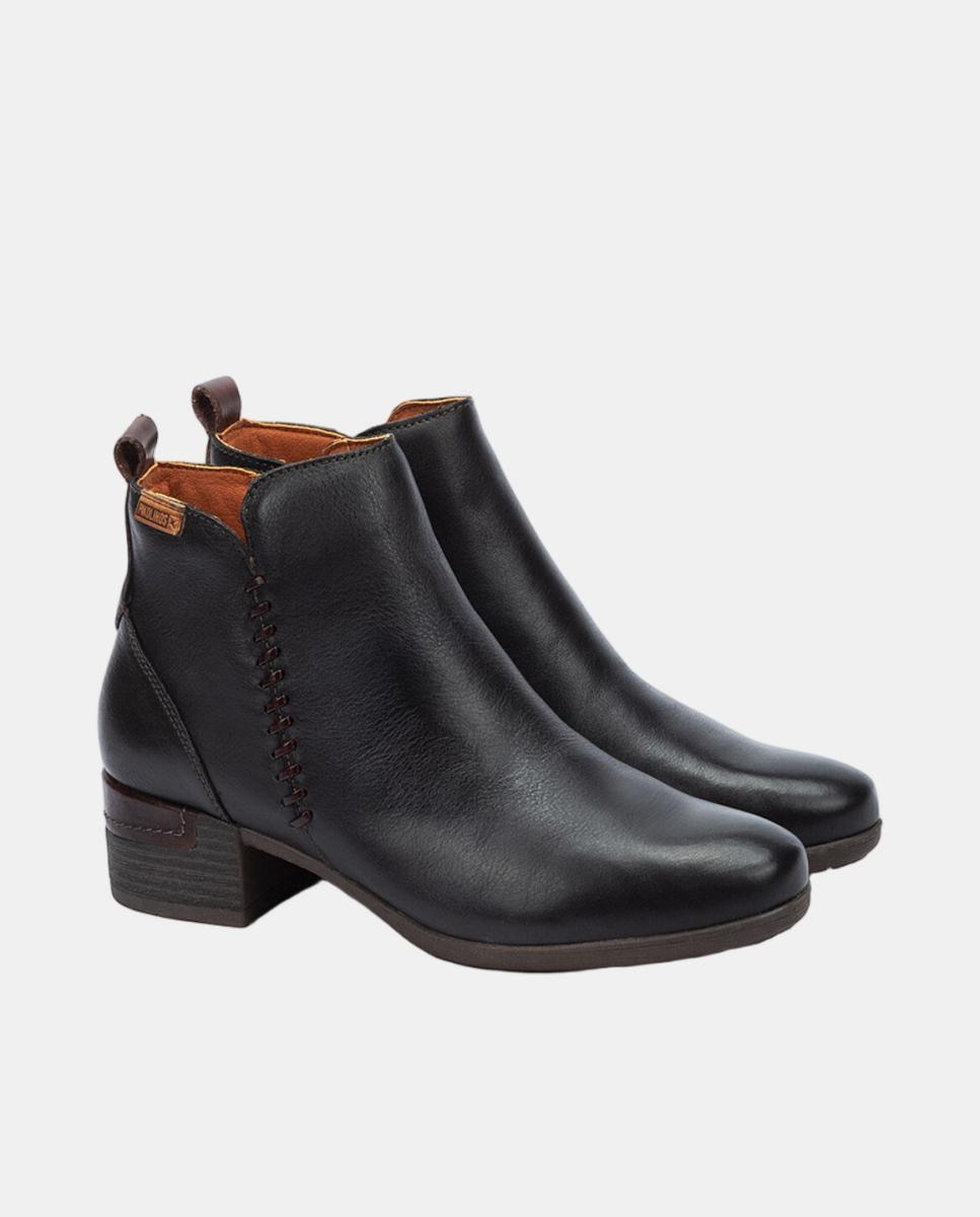 Imagen 2 de Botines de tacón de mujer de piel con cremallera - Pikolinos - Negro Negro