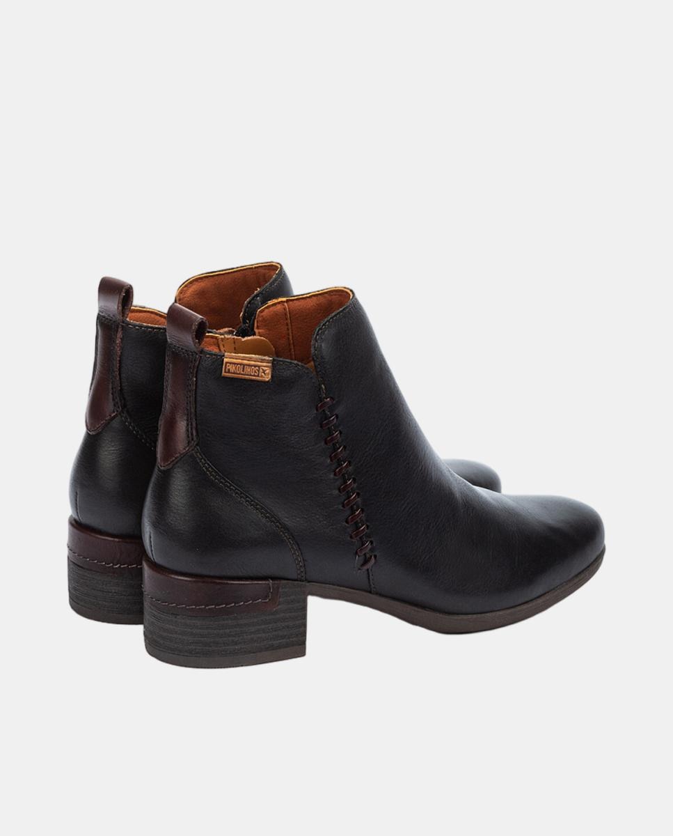 Imagen 3 de Botines de tacón de mujer de piel con cremallera - Pikolinos - Negro Negro