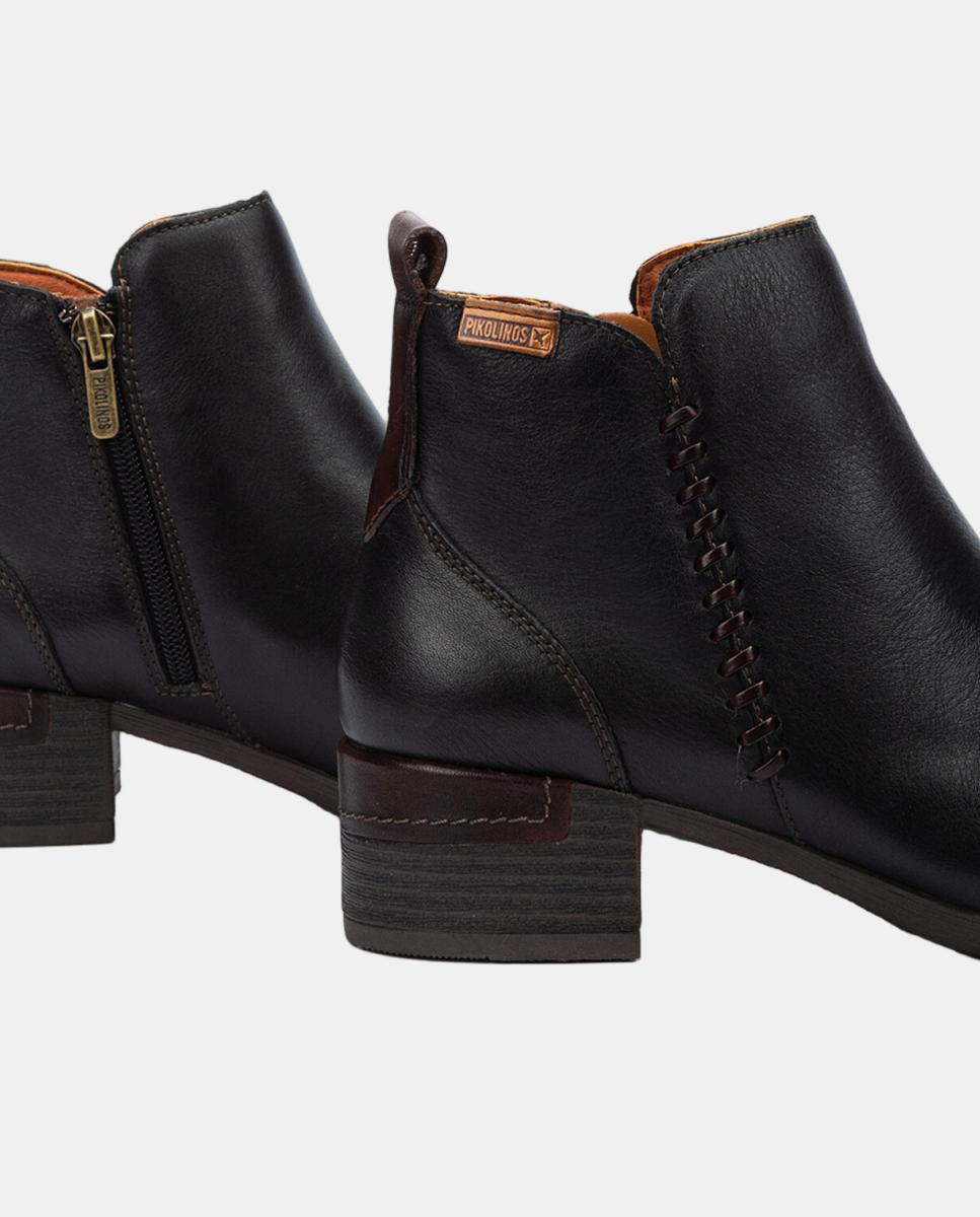 Imagen 4 de Botines de tacón de mujer de piel con cremallera - Pikolinos - Negro Negro