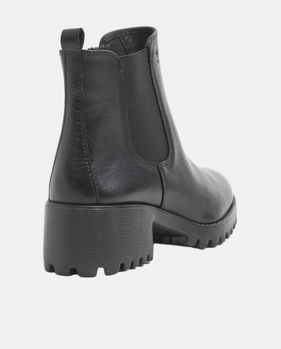 Botins Chelsea de Salto em Pele - Preto Preto-3