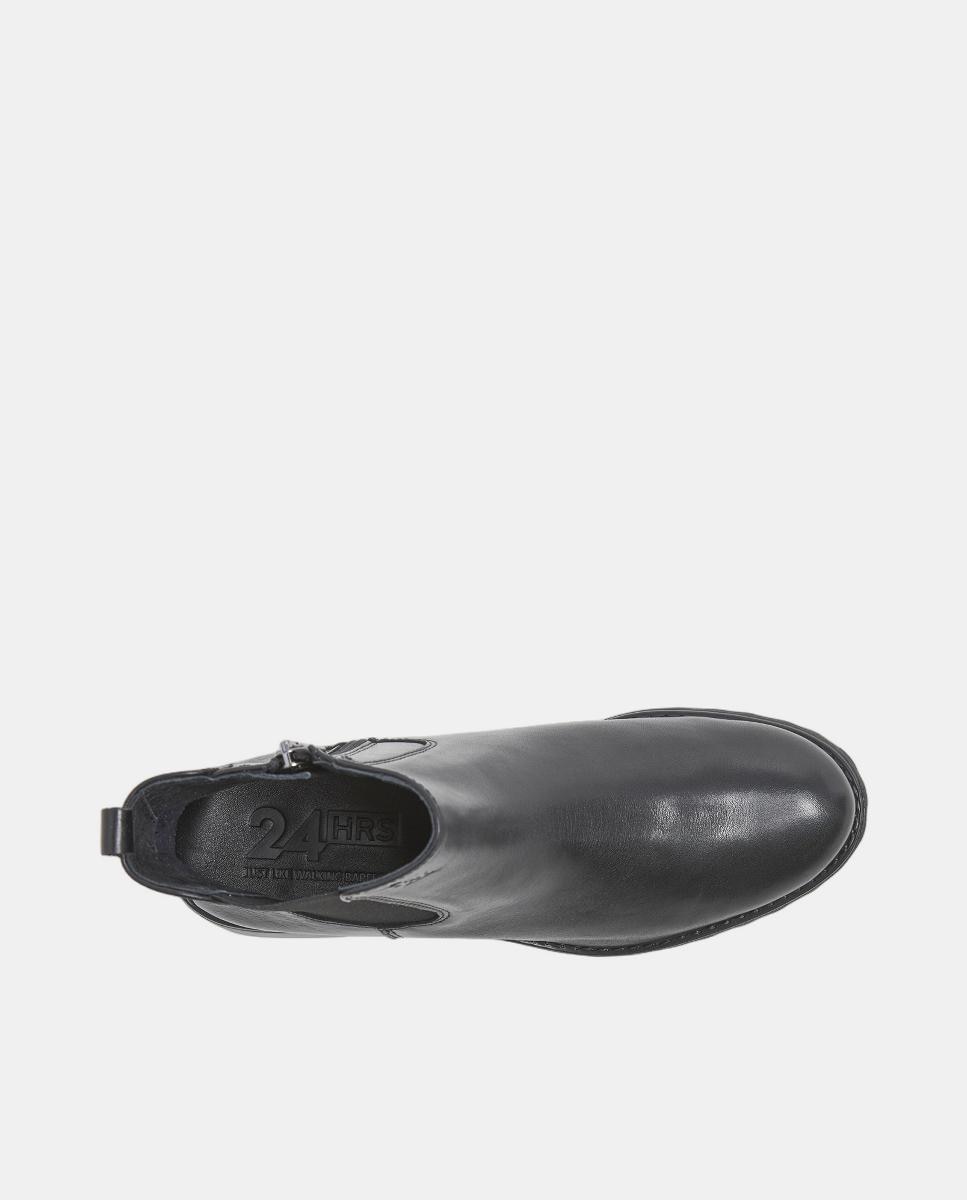 Botins Chelsea de Salto em Pele - Preto Preto-4