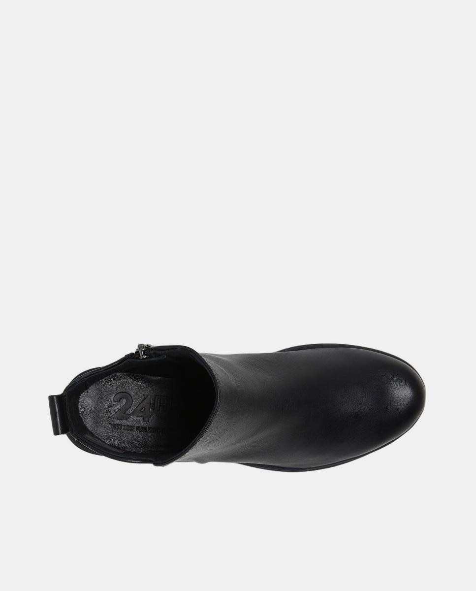 Botins de Napa com Salto e Sola de Borracha - Preto Preto-4