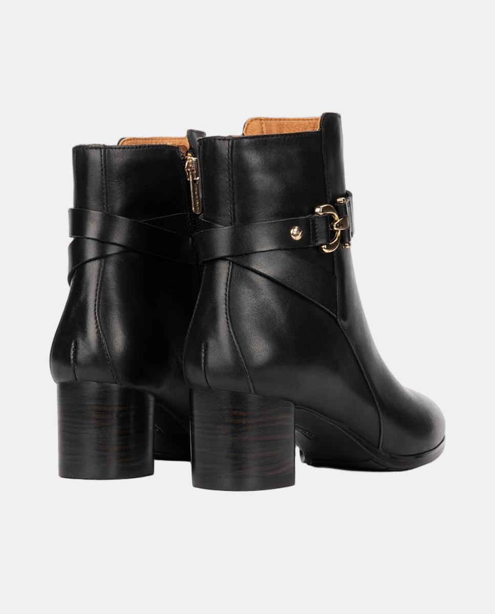 Botines de tacón de mujer de piel con cremallera - Pikolinos - Negro Negro-3