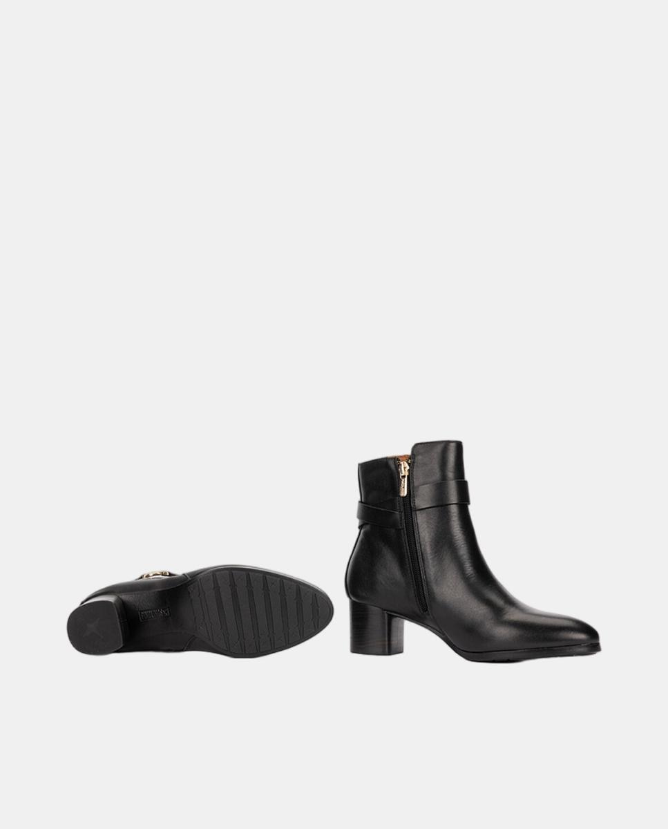 Botines de tacón de mujer de piel con cremallera - Pikolinos - Negro Negro-5