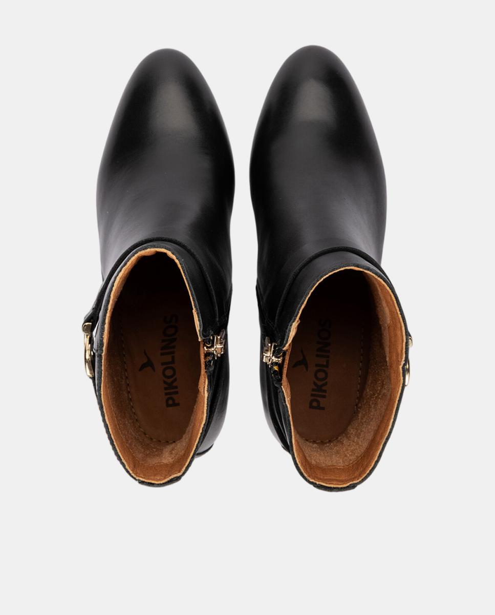 Botines de tacón de mujer de piel con cremallera - Pikolinos - Negro Negro-6