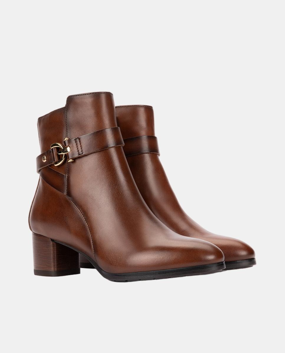 Botins de Salto para Mulher em Pele com Fecho de Correr Couro-2
