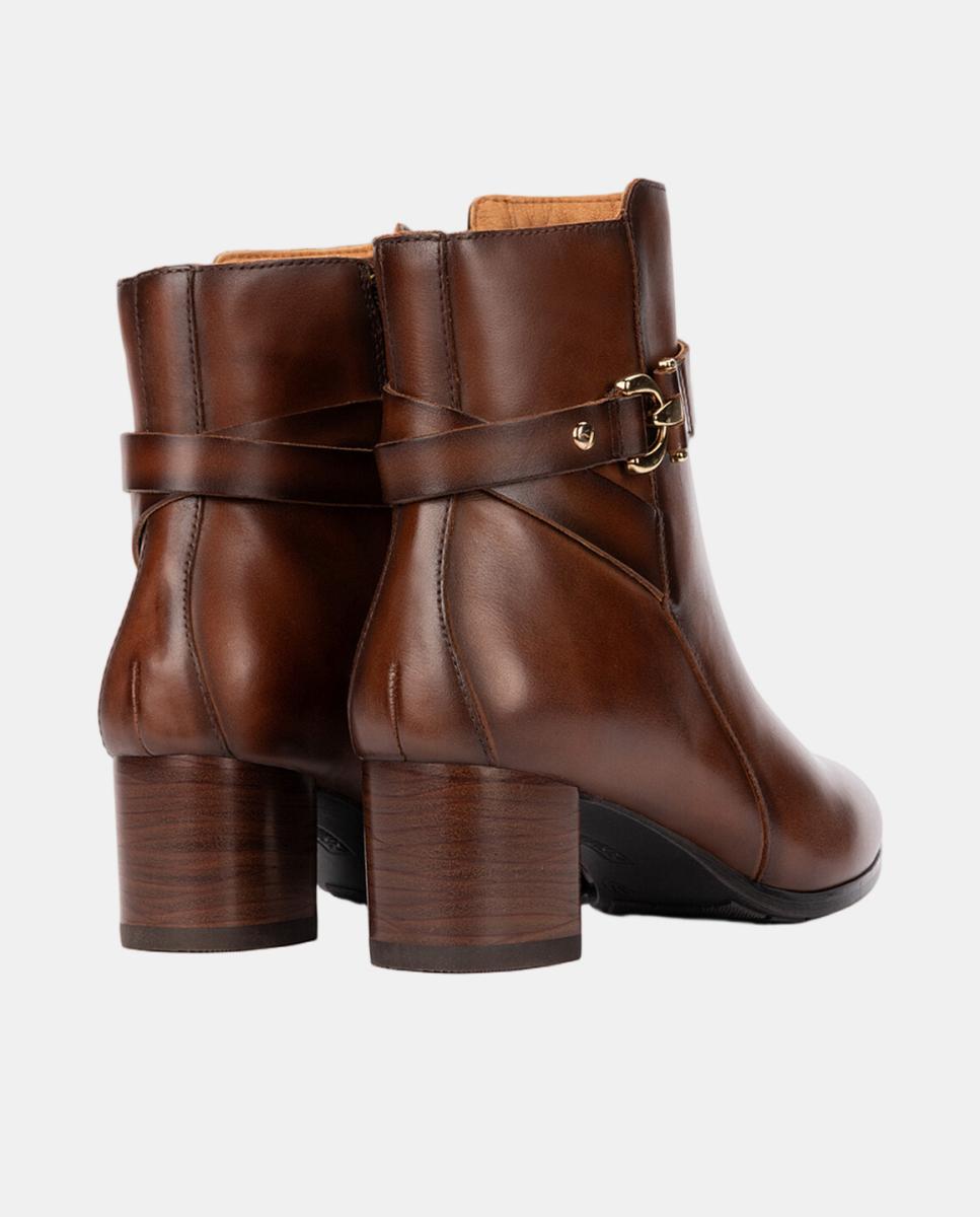 Botins de Salto para Mulher em Pele com Fecho de Correr Couro-3