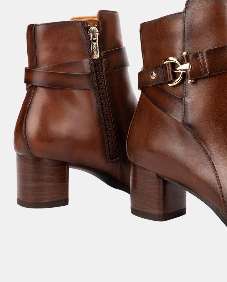 Botins de Salto para Mulher em Pele com Fecho de Correr Couro-4