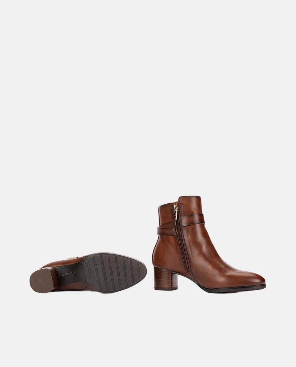 Botins de Salto para Mulher em Pele com Fecho de Correr Couro-5