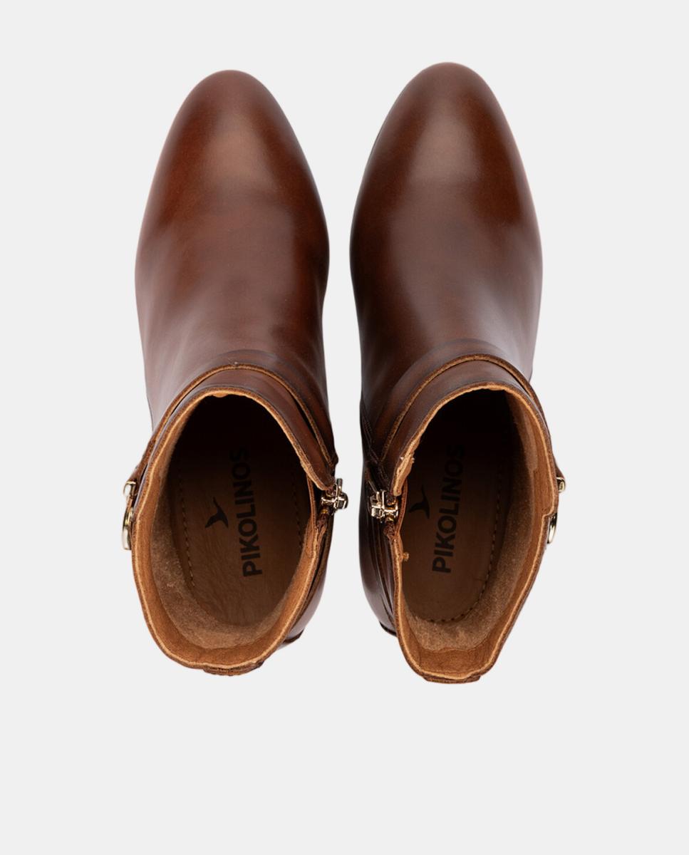 Botins de Salto para Mulher em Pele com Fecho de Correr Couro-6