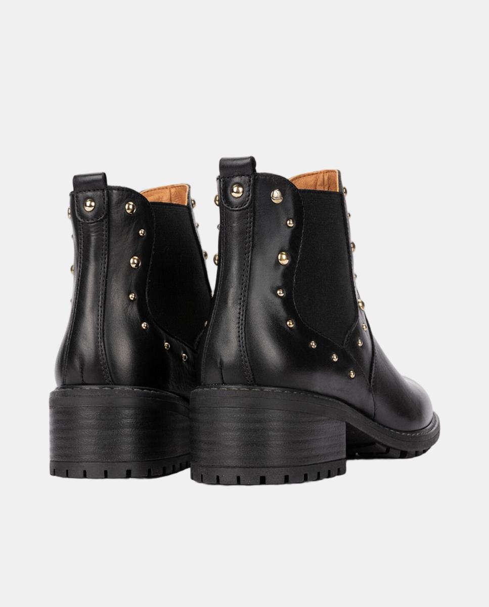 Botins de Salto para Mulher em Pele com Elástico Preto-3