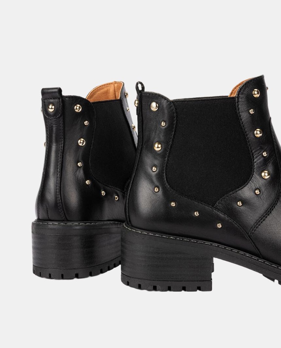 Botins de Salto para Mulher em Pele com Elástico Preto-4