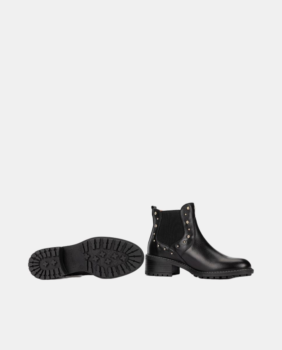 Botins de Salto para Mulher em Pele com Elástico Preto-5