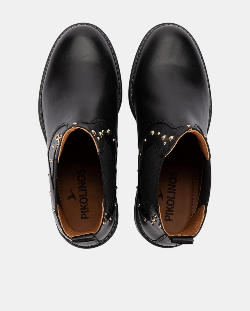 Botins de Salto para Mulher em Pele com Elástico Preto-6