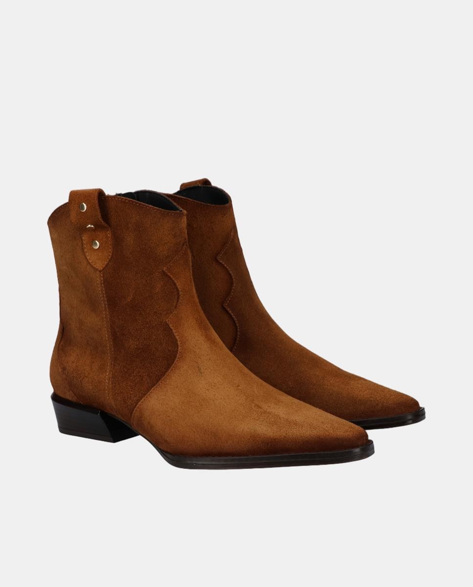 Botins de Cowboy em Croute com Salto Baixo Couro-2