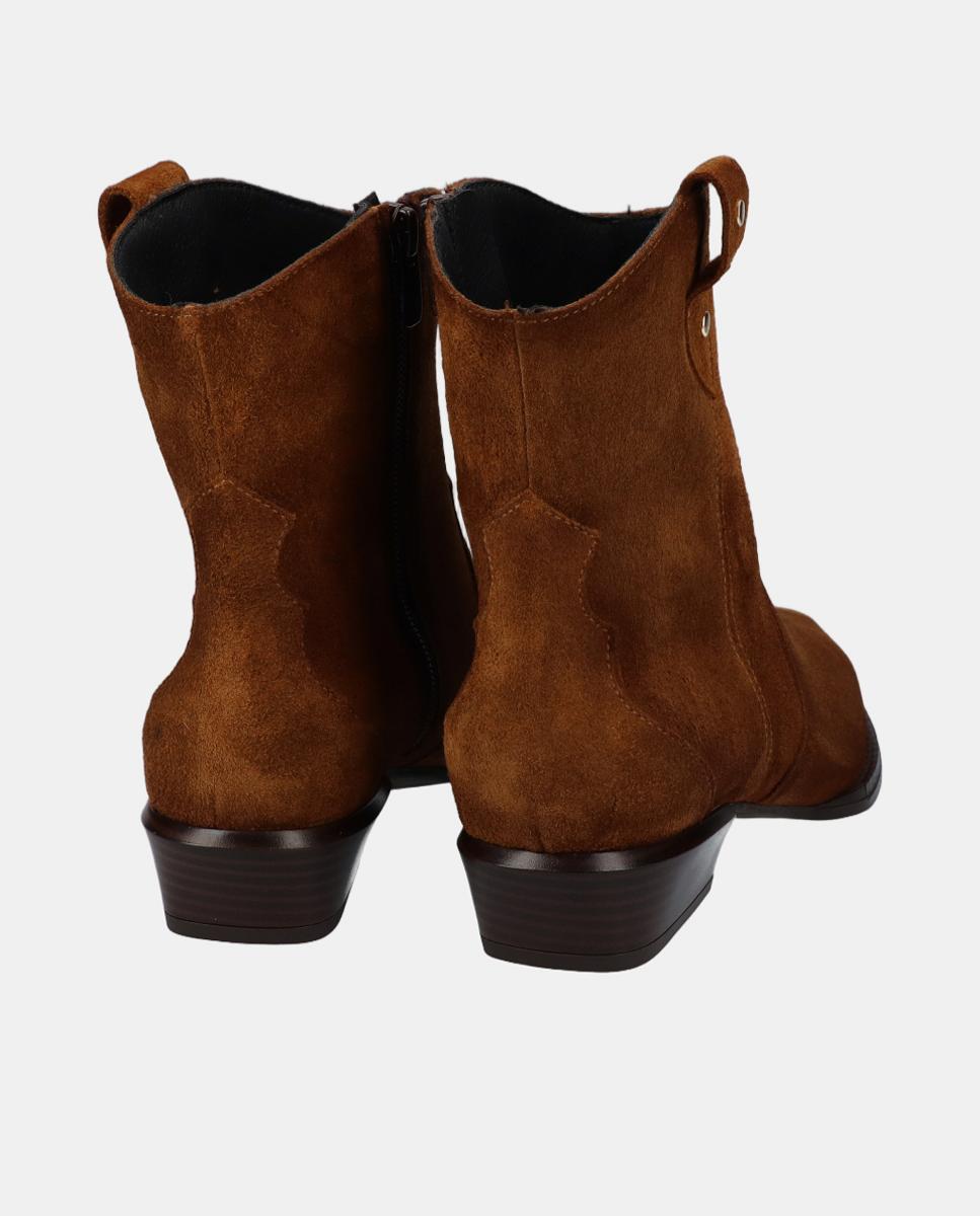 Botins de Cowboy em Croute com Salto Baixo Couro-3
