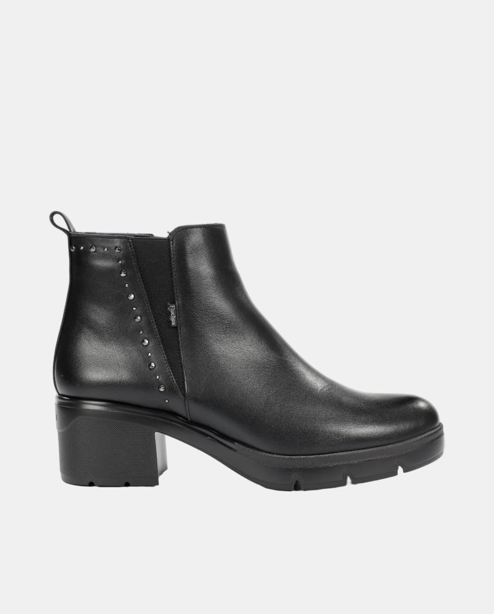 Imagen 0 de Botines de mujer tipo chelsea en piel con tacón bloque extra ligero Negro