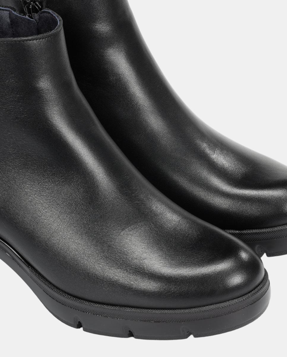 Botines de mujer tipo chelsea en piel con tacón bloque extra ligero - Fluchos - Negro Negro-6