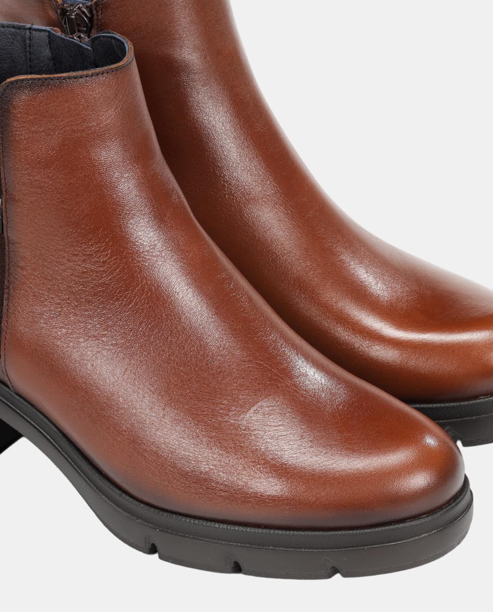 Botines de mujer tipo chelsea en piel con tacón bloque extra ligero - Fluchos - Cuero Cuero-6